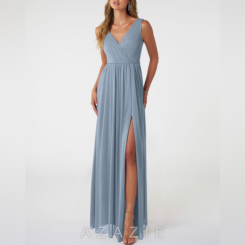 Azazie Tanicia Dusty Blue bridesmaid dress